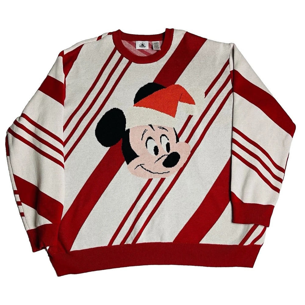 Disney Mickey Mouse Santa Christmas Sweater 3XL Candy Cane Stripe Holiday